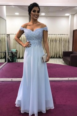 A-Line Beaded Lace Off-the-Shoulder Long Prom Dresses Formal Evening Gowns 6011608