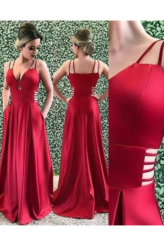 Long Satin A-Line Prom Dresses Formal Evening Gowns 6011610 Long Satin A-Line Prom Dresses Formal Evening Gowns 6011610