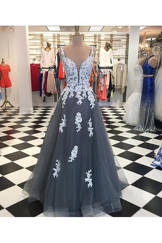 A-Line Lace Appliques Long Prom Dresses Formal Evening Gowns 6011611 A-Line Lace Appliques Long Prom Dresses Formal Evening Gowns 6011611