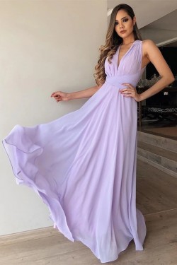 A-Line Chiffon V-Neck Long Prom Dresses Formal Evening Wedding Party Gowns 6011618