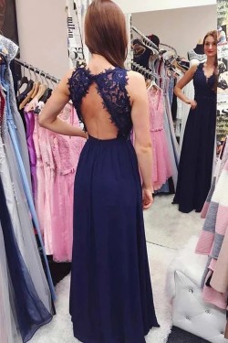 A-Line Beaded Lace Long Prom Dresses Formal Evening Gowns 6011619