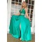 A-Line Two Pieces Long Green Prom Dresses Formal Evening Gowns 6011621