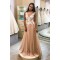 A-Line Tulle Lace V-Neck Long Prom Dresses Formal Evening Gowns 6011622