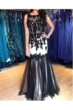 Mermaid Beaded Lace Long Prom Dresses Formal Evening Gowns 6011624