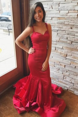 Mermaid Long Red Prom Dresses Formal Evening Gowns 6011629