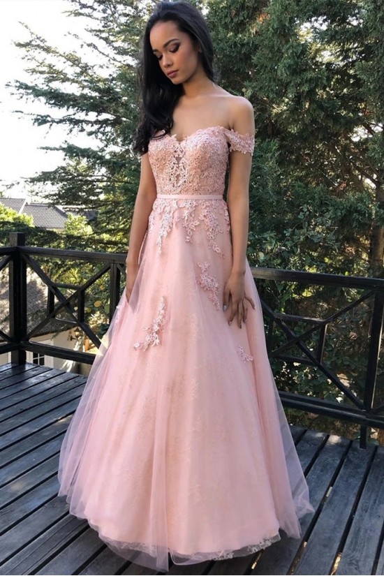 A-Line Long Pink Lace Prom Dresses Formal Evening Gowns 6011630 A-Line Long Pink Lace Prom Dresses Formal Evening Gowns 6011630