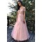 A-Line Long Pink Lace Prom Dresses Formal Evening Gowns 6011630