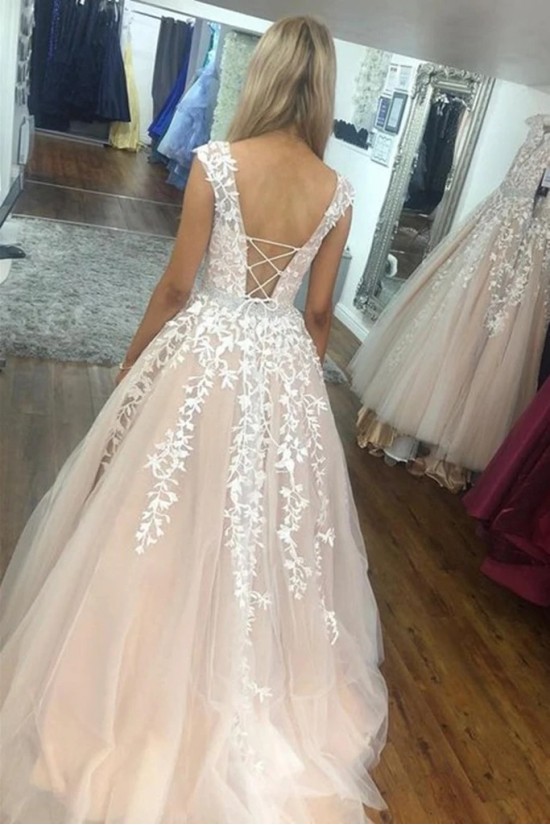 A-Line Beaded Lace Long Prom Dresses Formal Evening Gowns 6011636 A-Line Beaded Lace Long Prom Dresses Formal Evening Gowns 6011636