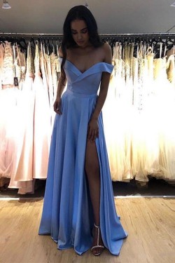A-Line Off-the-Shoulder Long Prom Dresses Formal Evening Gowns 6011639