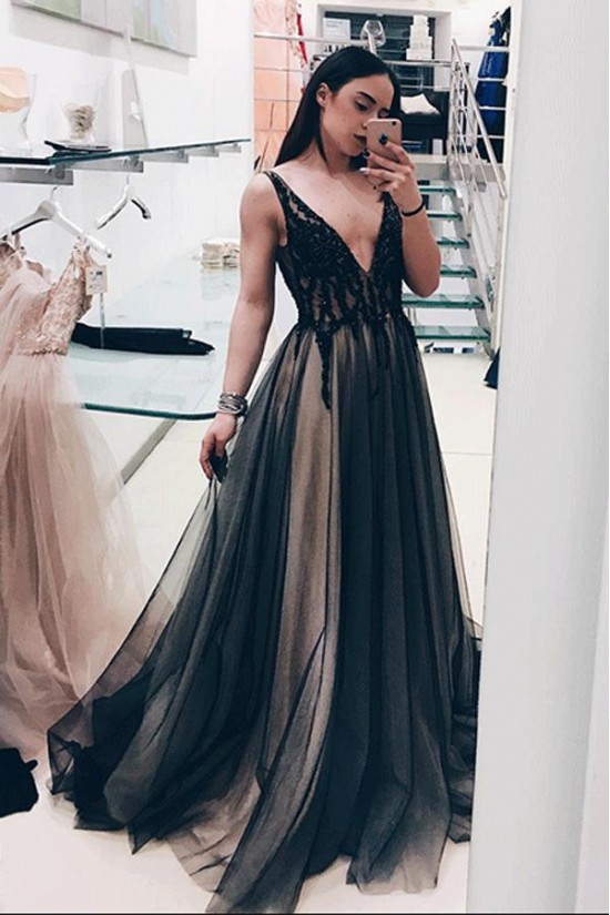 A-Line Lace Tulle Long Prom Dresses Formal Evening Gowns 6011649 A-Line Lace Tulle Long Prom Dresses Formal Evening Gowns 6011649