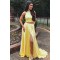 A-Line Beaded Two Pieces Long Yellow Prom Dresses Formal Evening Gowns 6011651