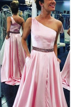 Beaded One-Shoulder Long Prom Dresses Formal Evening Gowns 6011652