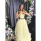 A-Line Two Pieces Long Yellow Prom Dresses Formal Evening Gowns 6011656