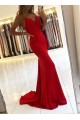 Long Red Mermaid Beaded Lace Prom Dresses Formal Evening Gowns 6011659