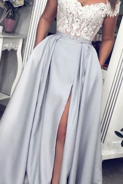 A-Line Lace Off-the-Shoulder Long Prom Dresses Formal Evening Gowns 6011660