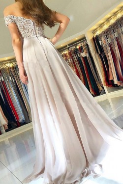 A-Line Off-the-Shoulder Prom Dresses Formal Evening Gowns with Lace Appliques 6011662