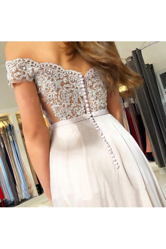 A-Line Off-the-Shoulder Prom Dresses Formal Evening Gowns with Lace Appliques 6011662