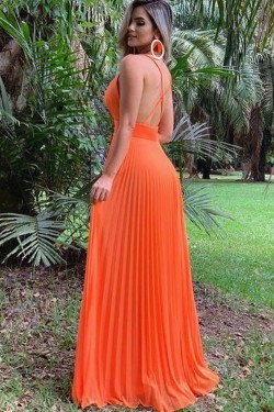 A-Line Spaghetti Straps V-Neck Long Prom Dresses Formal Evening Gowns 601813