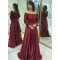A-Line Off-the-Shoulder Lace Long Prom Dresses Formal Evening Gowns 601816