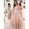 A-Line Off-the-Shoulder Lace Long Prom Dresses Formal Evening Gowns 601817