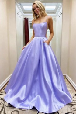 A-Line Spaghetti Straps Long Prom Dresses Formal Evening Gowns 601818