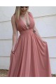 A-Line Chiffon V-Neck Long Prom Dresses Formal Evening Gowns 601820