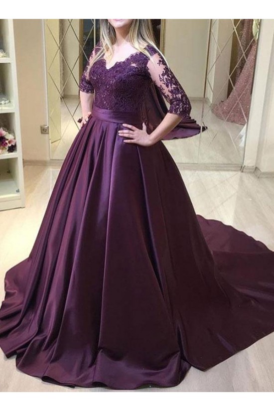 Ball Gown Lace V-Neck Long Prom Dresses Formal Evening Gowns 601821 Ball Gown Lace V-Neck Long Prom Dresses Formal Evening Gowns 601821