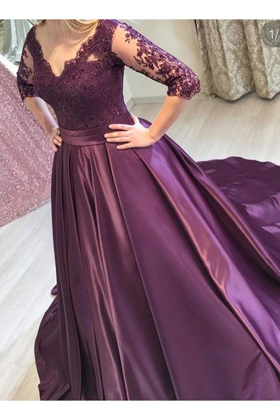 Ball Gown Lace V-Neck Long Prom Dresses Formal Evening Gowns 601821 Ball Gown Lace V-Neck Long Prom Dresses Formal Evening Gowns 601821