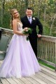 A-Line Lace Tulle V-Neck Long Prom Dresses Formal Evening Gowns 601822
