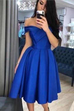 A-Line Off-the-Shoulder Short Prom Dresses Formal Evening Gowns 601825