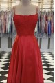 A-Line Spaghetti Straps Lace Long Prom Dresses Formal Evening Gowns 601827