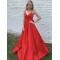 A-Line Spaghetti Straps V-Neck Long Prom Dresses Formal Evening Gowns 601829