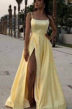 A-Line Spaghetti Straps Long Prom Dresses Formal Evening Gowns 601830