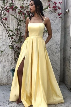 A-Line Spaghetti Straps Long Prom Dresses Formal Evening Gowns 601830