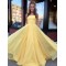 A-Line Spaghetti Straps Long Yellow Prom Dresses Formal Evening Gowns 601833