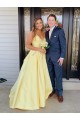 A-Line Spaghetti Straps V-Neck Long Prom Dresses Formal Evening Gowns With Pockets 601835 A-Line Spaghetti Straps V-Neck Long Prom Dresses Formal Evening Gowns With Pockets 601835
