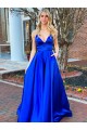 A-Line Spaghetti Straps V-Neck Long Prom Dresses Formal Evening Gowns with Pockets 601846 A-Line Spaghetti Straps V-Neck Long Prom Dresses Formal Evening Gowns with Pockets 601846