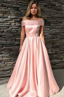 A-Line Off-the-Shoulder Long Prom Dresses Formal Evening Gowns 601851