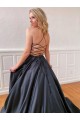 A-Line Spaghetti Straps V-Neck Long Black Prom Dresses Formal Evening Gowns 601852 A-Line Spaghetti Straps V-Neck Long Black Prom Dresses Formal Evening Gowns 601852