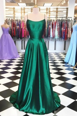 A-Line Spaghetti Straps Long Prom Dresses Formal Evening Gowns 601855