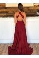 A-Line Deep V-Neck Long Prom Dresses Formal Evening Gowns with Side Slit 601856 A-Line Deep V-Neck Long Prom Dresses Formal Evening Gowns with Side Slit 601856