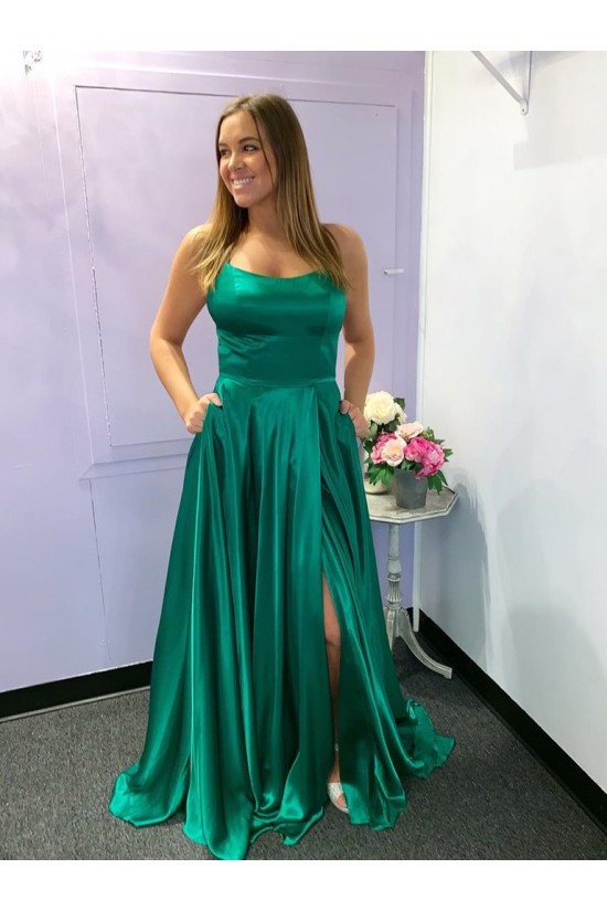 A-Line Spaghetti Straps Long Green Prom Dresses Formal Evening Gowns 601857 A-Line Spaghetti Straps Long Green Prom Dresses Formal Evening Gowns 601857