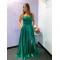 A-Line Spaghetti Straps Long Green Prom Dresses Formal Evening Gowns 601857