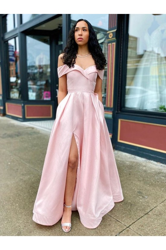 A-Line Off-the-Shoulder Long Prom Dresses Formal Evening Gowns with Pockets 601860 A-Line Off-the-Shoulder Long Prom Dresses Formal Evening Gowns with Pockets 601860