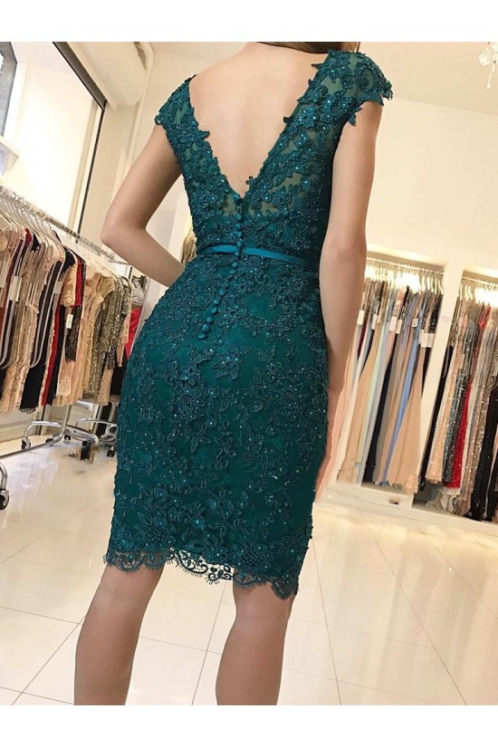 Elegant Short Beaded Formal Evening Gowns with Lace Appliques Mother of The Bride Dresses 601861 Elegant Short Beaded Formal Evening Gowns with Lace Appliques Mother of The Bride Dresses 601861