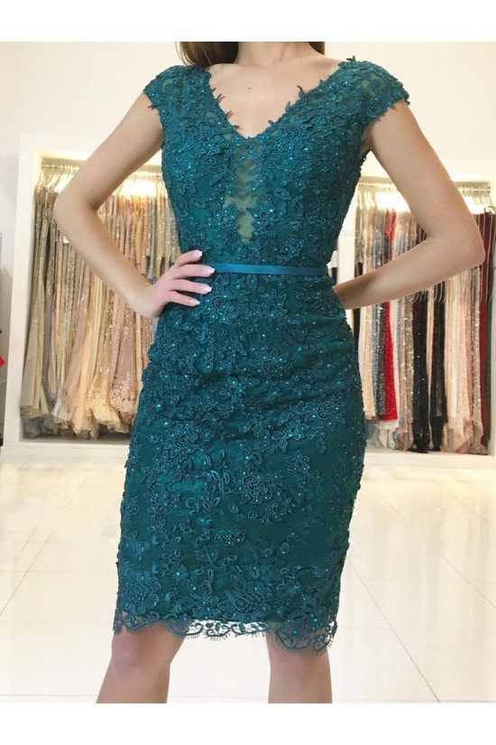 Elegant Short Beaded Formal Evening Gowns with Lace Appliques Mother of The Bride Dresses 601861 Elegant Short Beaded Formal Evening Gowns with Lace Appliques Mother of The Bride Dresses 601861