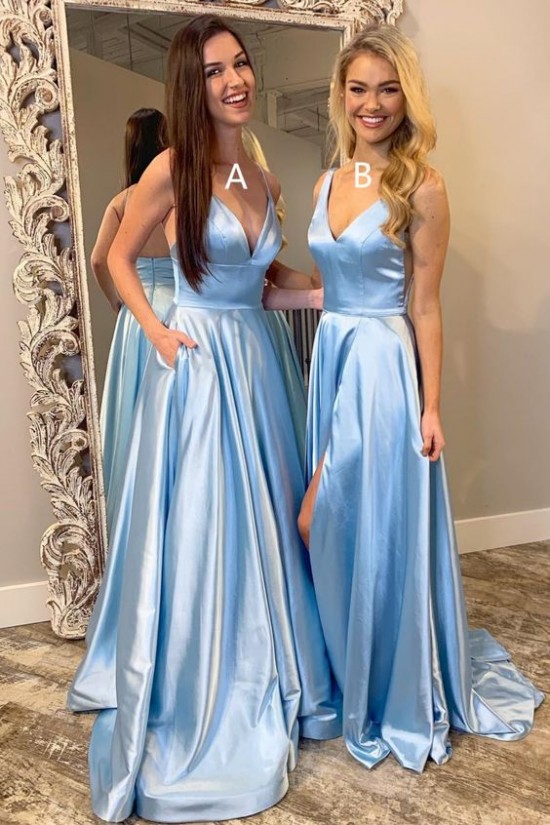 A-Line V-Neck Simple Stunning Long Prom Dresses Formal Evening Gowns 601874