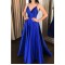 A-Line V-Neck Royal Blue Long Prom Dresses Formal Evening Gowns 601875
