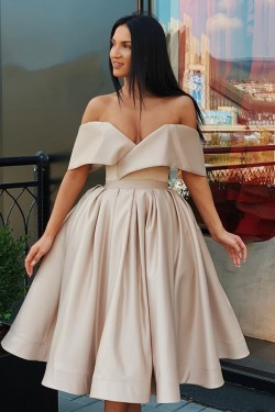 A-Line Off-the-Shoulder Simple Prom Dresses Formal Evening Gowns 601876