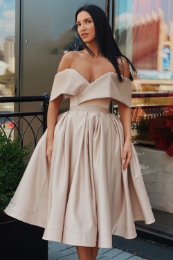 A-Line Off-the-Shoulder Simple Prom Dresses Formal Evening Gowns 601876
